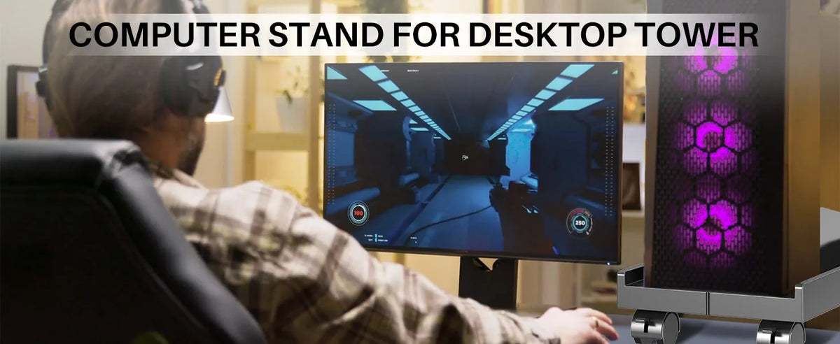 Adjustable Mobile CPU Tower Stand with Wheels
