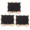 Two black felt chalkboard signs with light wood trim and curved bottom edges