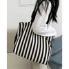 Striped Canvas Shoulder Tote Bag