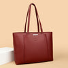 Genuine Leather Tote Bag with Multiple Pockets &amp; Zipper Closure