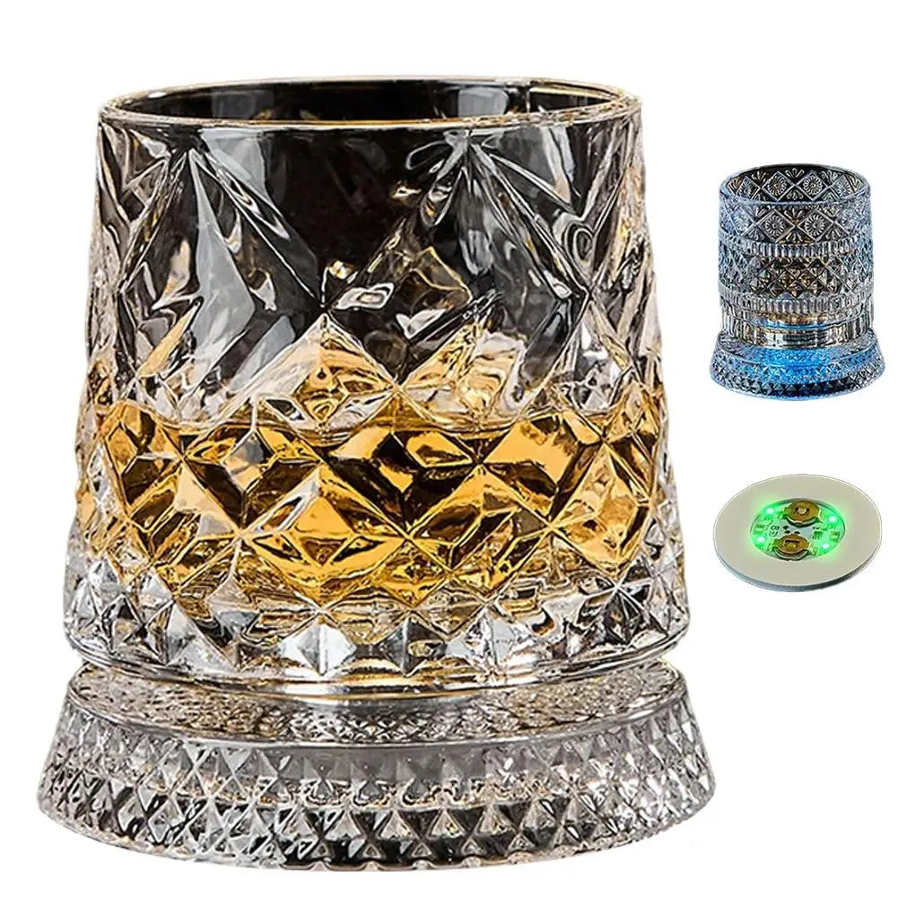 Luminous LED Whiskey Glass with Rotating Display