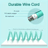 A durable wire cord with a PU cover and PVC elastic wrapper is shown, demonstrating its stretchability.