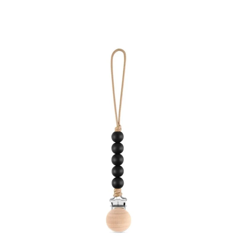Silicone Baby Pacifier Clip with Wooden Beads