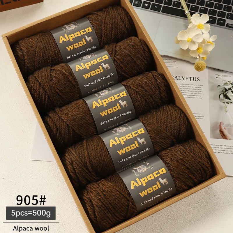 Chunky Alpaca Wool Knitting Yarn – 500g Multi-Color Set for Cozy Winter Projects