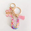 Pink Glitter Butterfly Keychain with Tassel