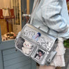 Y2K Transparent Pocket Crossbody Bag with DIY Badge Display