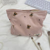Corduroy Bear Print Makeup Bag – Large Capacity Cosmetic Organizer