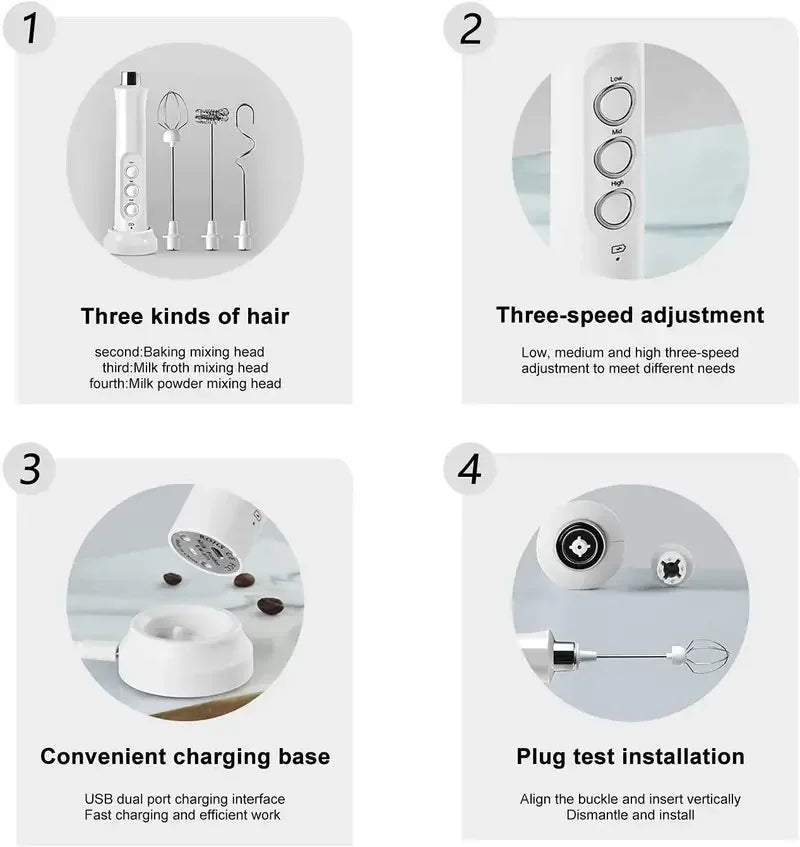 Rechargeable Electric Milk Frother & Whisk
