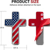 A silver and red cross emblem shaped like the USA flag, with a letter M on the red section.