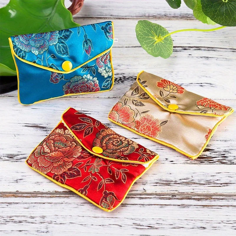 Embroidered Brocade Jewelry Pouches (Set of 6)