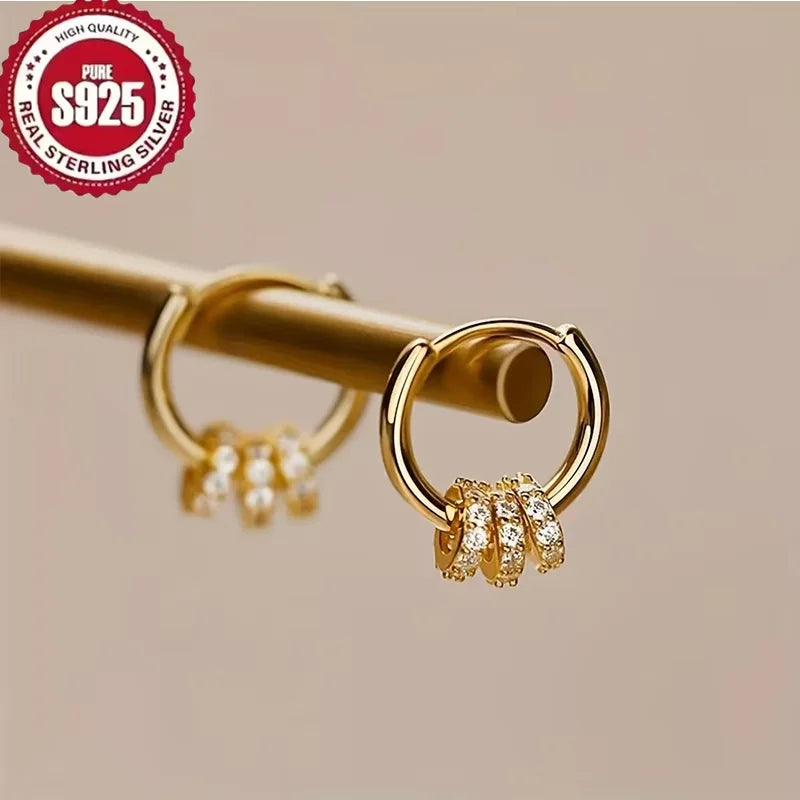 Dainty CZ Cluster Huggie Hoop Earrings