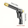 A black high-pressure car wash gun with a gold nozzle and American thread, shown in profile.