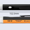 An orange and black non-contact AC voltage detector pen with an LCD display, shown in profile view.