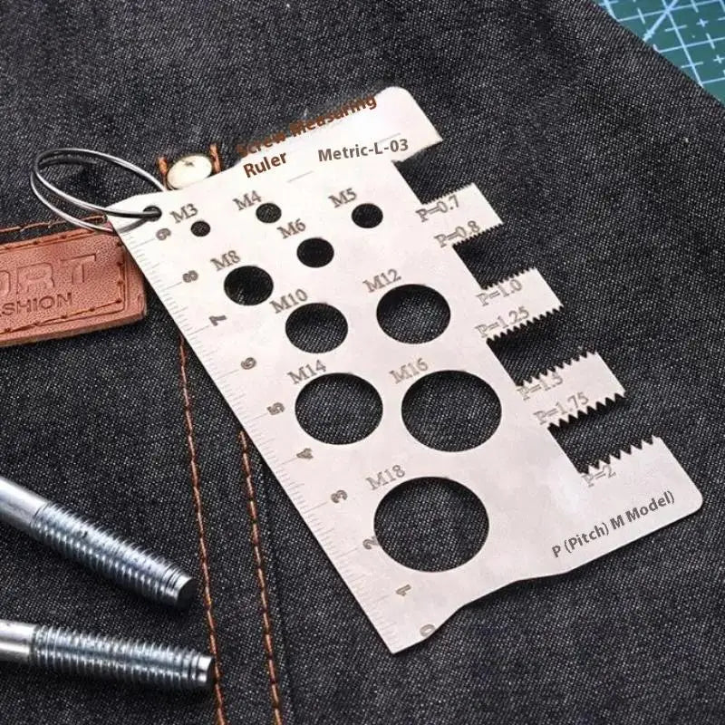 Stainless Steel Metric Thread Pitch Gauge with Measuring Ruler