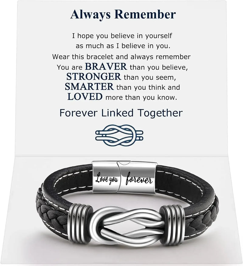 Infinity Knot Leather Bracelet for Men