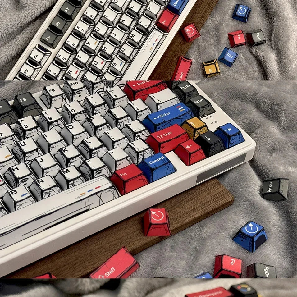 Comic Style Colorful Keycap Set – 136 Keys, Classic Minimalist Design
