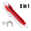 A red 5 in 1 multifunctional faucet and sink wrench set with various sized tools shown.