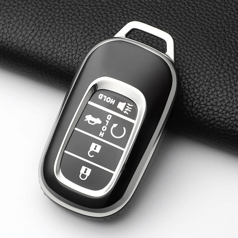 A black anti-scratch TPU protective case for a Honda key fob, shown against a white background.