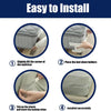 Instructions showing how to easily install bed sheet holders on a mattress using locking strips.