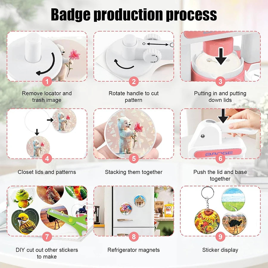 3-in-1 DIY Button Maker and Badge Press Kit