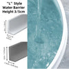An L style silicone water barrier height 3/5cm shown in a bathroom sink with water flowing over it.