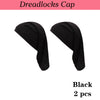 A pair of black stretchable spandex dreadlock tube hair protection caps.