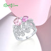 Sterling Silver Pink Sapphire Leaf Ring