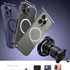 Magnetic car phone mount optimized for MagSafe phones and cases, shown with various phone models.