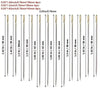 A set of self-threading sewing needles in various sizes, including 1.42 inch and 1.5 inch needles.
