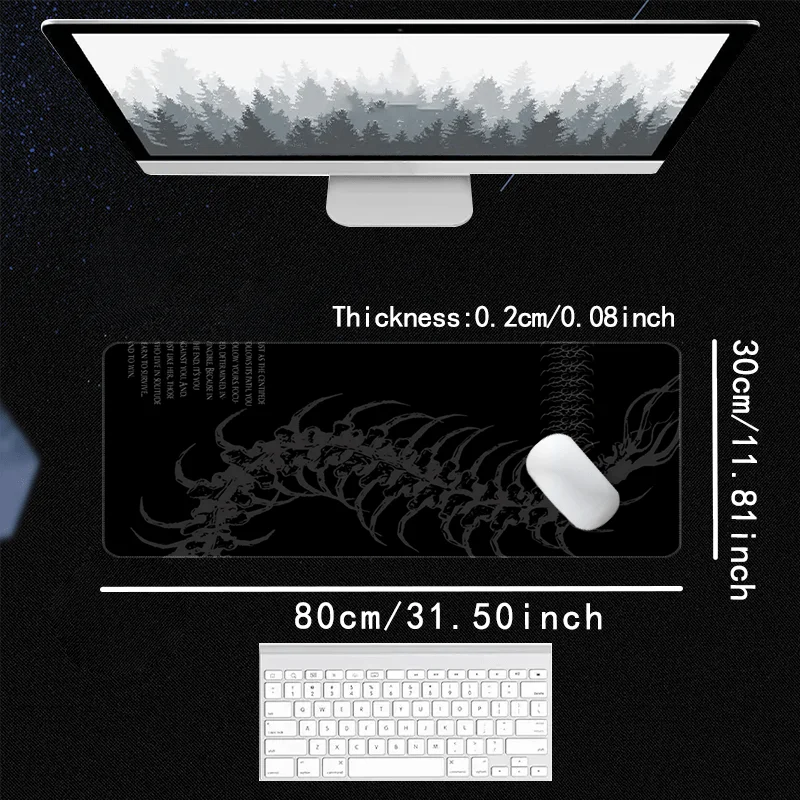 Large Gothic Centipede Gaming Mouse Pad with Spine Ribs