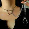 Heart Charm Cuban Link Necklace in Stainless Steel