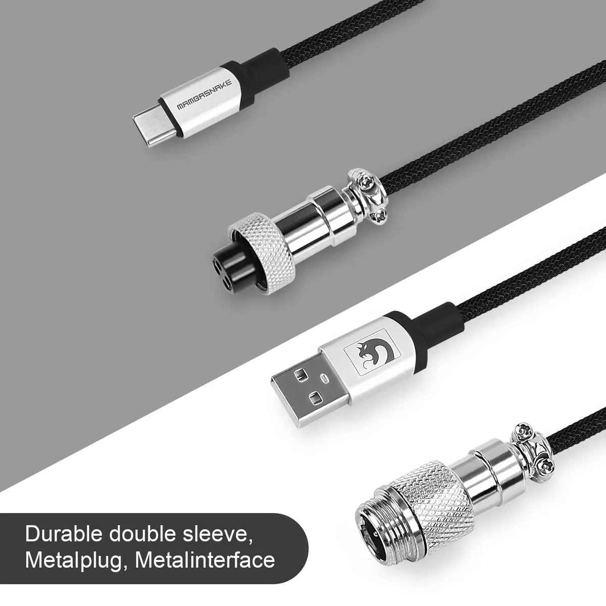 Coiled USB-C Cable for Mechanical Keyboards with Aviator Connector