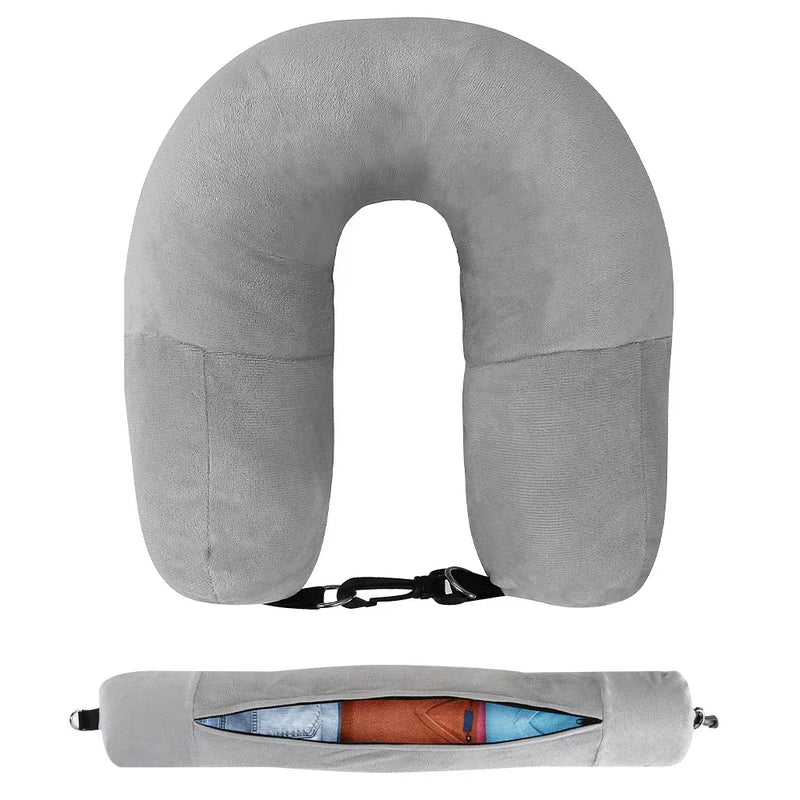 U-Shaped Travel Neck Pillow with Velvet Cover