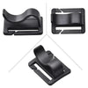 Black rotatable hydration tube clip designed for securing water bottles to backpacks