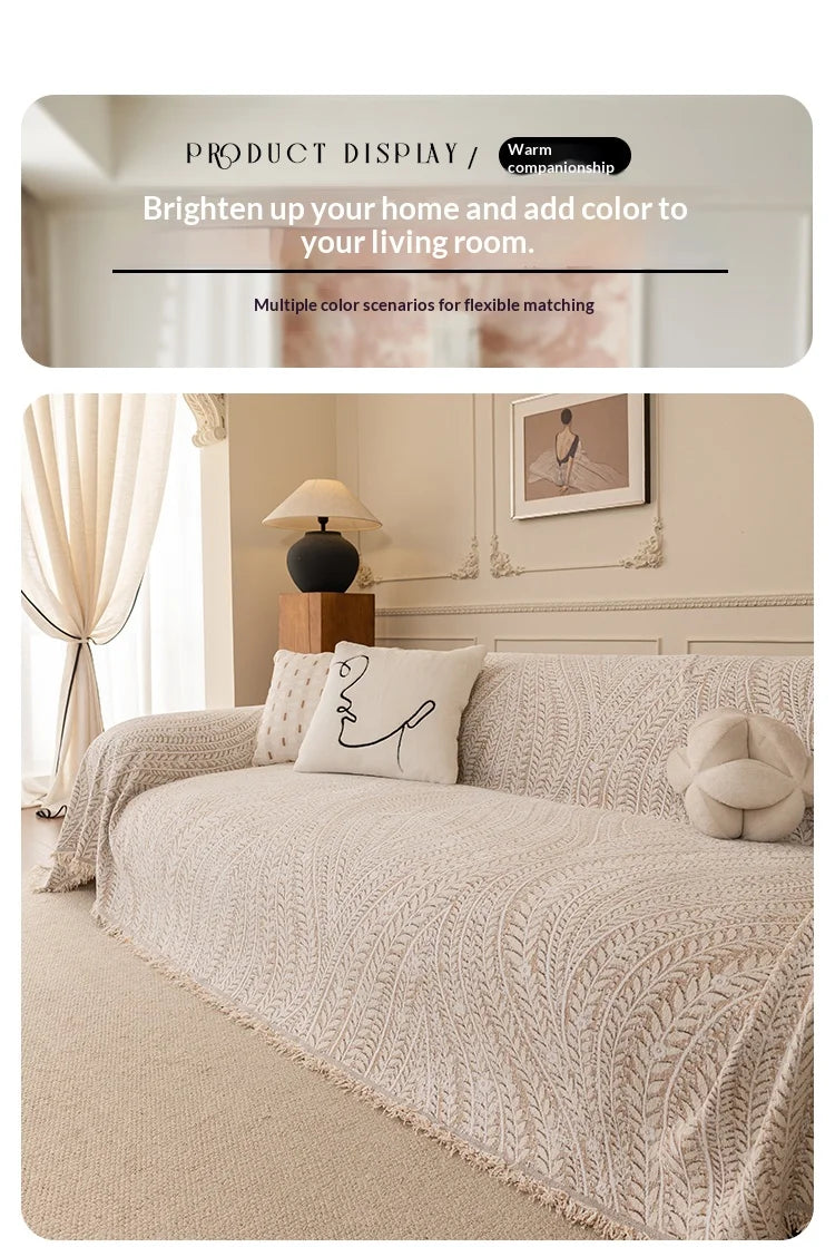 Herringbone Chenille Sofa Cover — All-Season Furniture Protector