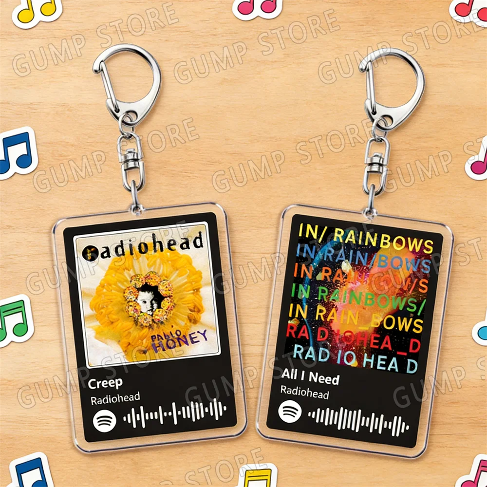 Radiohead Music Keychain Set with Song-Inspired Designs