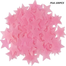 A pile of pink glow-in-the-dark 3D star wall stickers for kids' rooms and bedrooms.