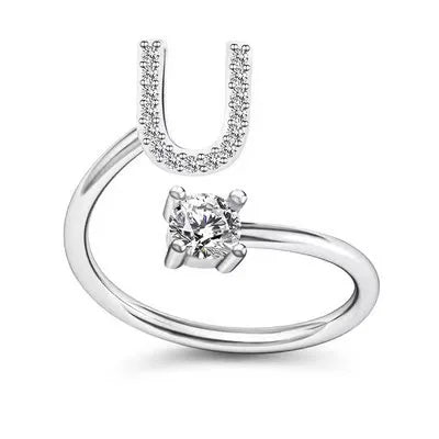 Initial Letter Ring with Zircon Accent