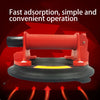 A red vacuum suction cup lifter tool is shown with an orange base, demonstrating fast adsorption for operation.