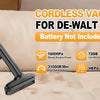 Yellow cordless vacuum cleaner for Dewalt 20V batteries with a HEPA filter and LED light shown on a sofa.