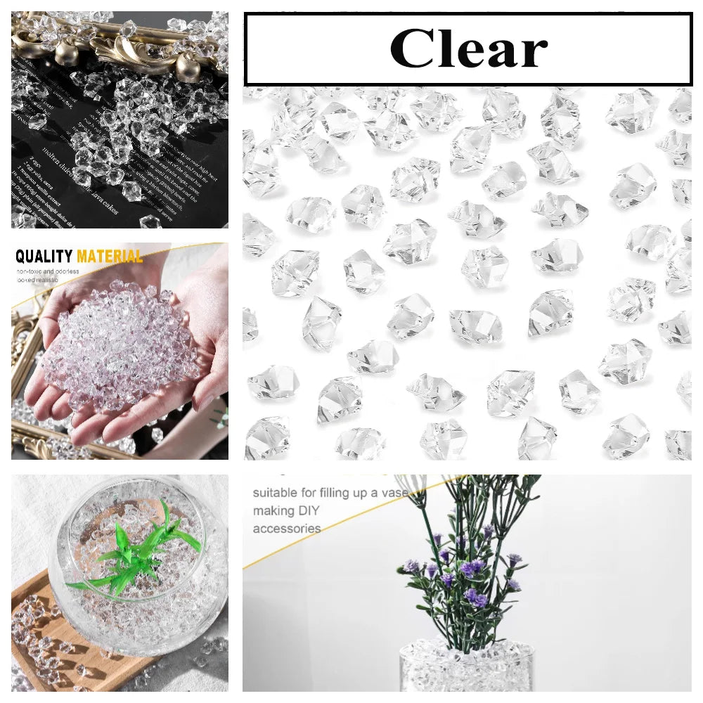 Clear acrylic crushed ice gems suitable for filling vases and DIY accessories