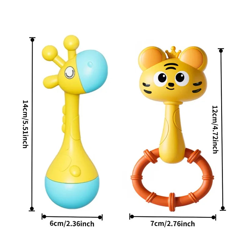 Cute Animal Baby Rattle with Soothing Sounds – Montessori Teether Toy for Newborns