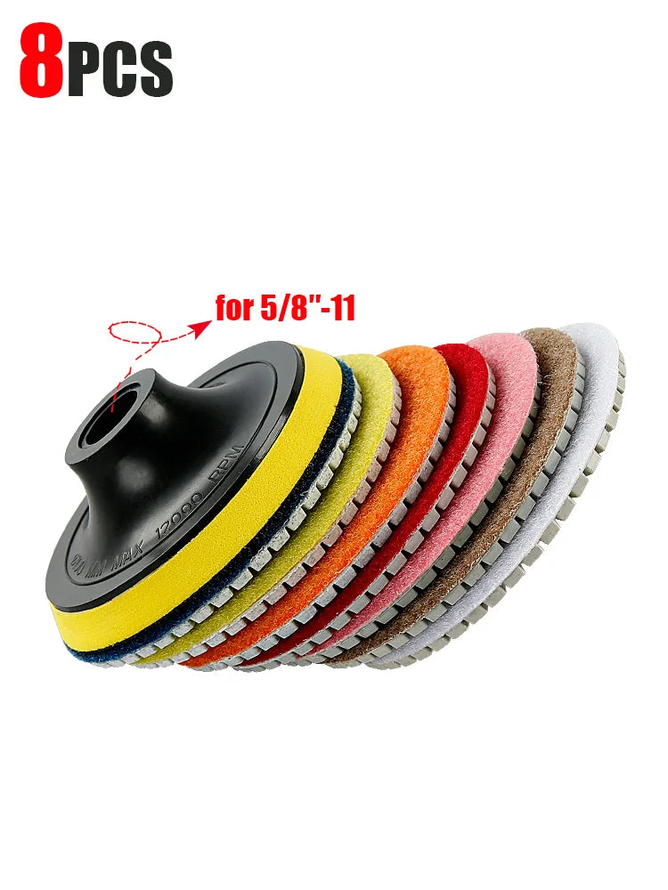 4-Inch Diamond Polishing Pads with Backer Pad (50-3000 Grit)