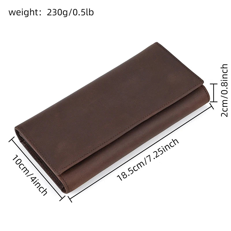 Vintage Leather Bifold Wallet with Metal Chain