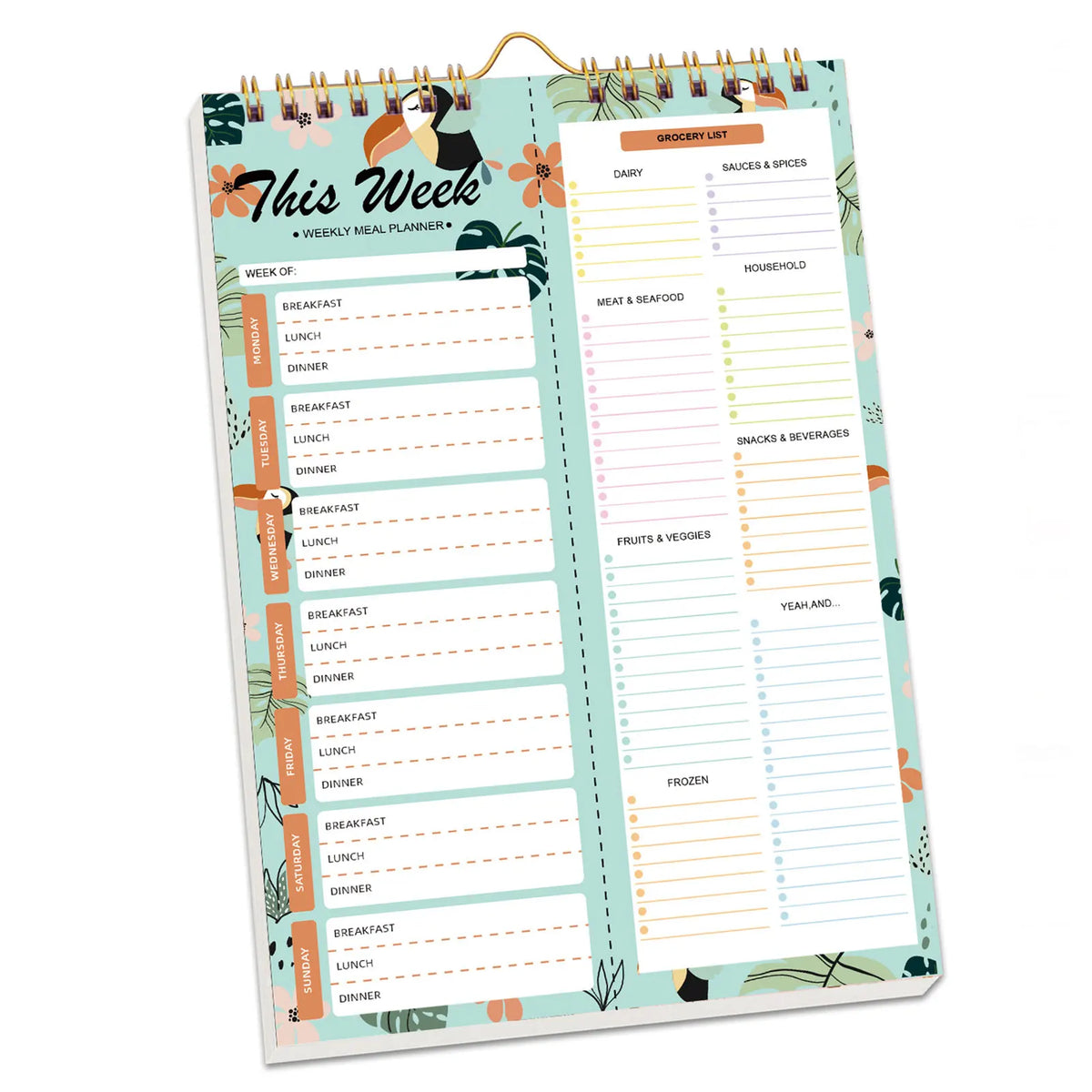 Weekly Meal Planner with Shopping List - 52 Tear-Off Sheets