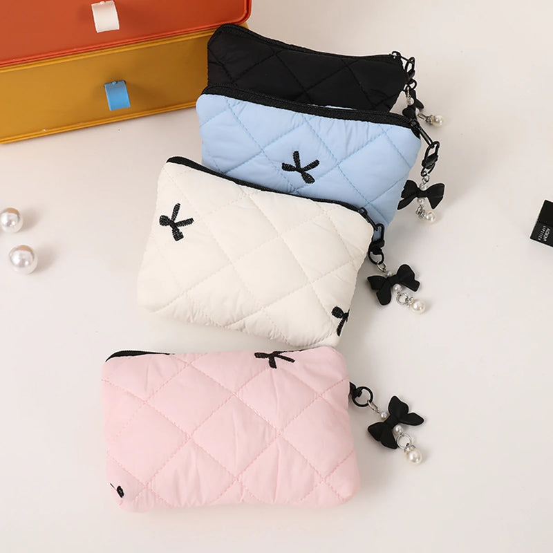 Quilted Bow Makeup Bag