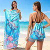 2-in-1 Microfiber Quick-Dry Beach Towel with Foldable Backpack & Storage Bag