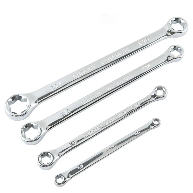 Professional E-Torx Wrench Set with Double-Ended Star Ring Spanners