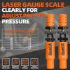 Orange laser gauge scale clearly for adjust pre-set pressure with PSI and BAR readings.