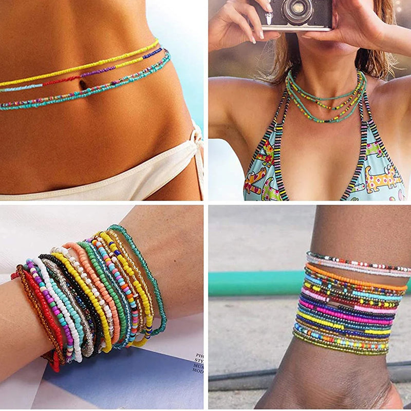 Colorful Beaded Elastic Waist Chain for Women